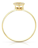 Anel Feminino De Ouro 18k Chuveirinho Coração Com Zircônias