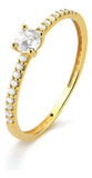 Anel Solitário Ouro 18k - 750 Pedra 3 Mm Zircônias Laterais