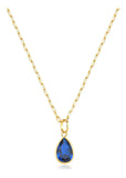 Colar De Ouro 18k Elos Longos Com Ponto De Luz Gota E 45cm Cor Azul
