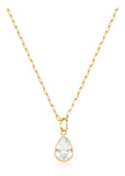 Colar De Ouro 18k Elos Longos Com Ponto De Luz Gota E 45cm Cor Branco