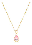 Colar De Ouro 18k Elos Longos Com Ponto De Luz Gota E 45cm Cor Rosa