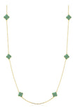 Colar Feminino De Ouro 18k Trevos Com 6mm E 45cm Cor Malaquita