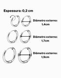 Kit Brinco Argola Cor Prata Masculino Feminino Aço Cirúrgico Inox 3 Pares Unissex Antialérgico Clique Pressão