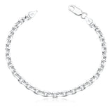Pulseira Masculina De Prata 925 Elo Cadeado 5mm Comprimento 22 cm Diâmetro 22 cm