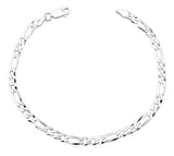 Pulseira Masculina De Prata 925 Italiana Fígaro 3x1 4.5mm 21 Cm==