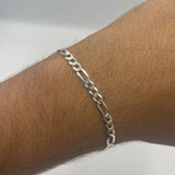Pulseira Masculina De Prata 925 Italiana Fígaro 3x1 4.5mm 21 Cm==